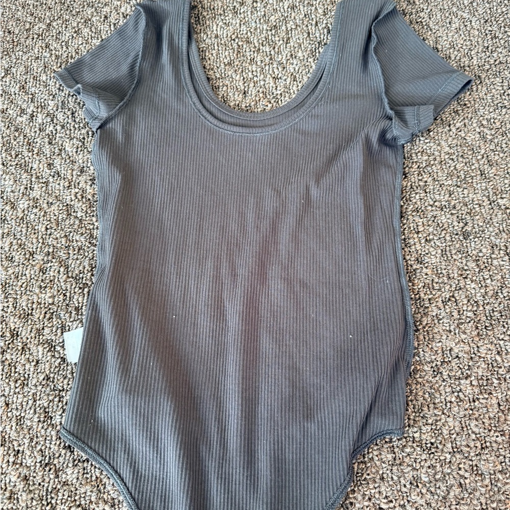 American Eagle Outfitters Charcoal Ribbed body suit Top